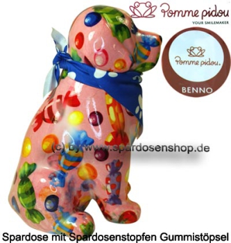 Spardose Spartier Pomme Pidou Hund Benno rosa Keramik C