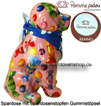 Spardose Spartier Pomme Pidou Hund Benno rosa Keramik C