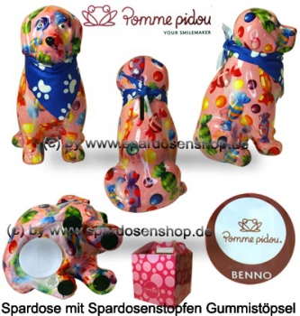Spardose Spartier Pomme Pidou Hund Benno rosa Keramik Gesamt