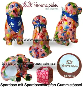 Spardose Spartier Pomme Pidou Hund Benno rosa Keramik Gesamt