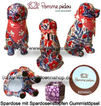 Spardose Spartier Pomme Pidou Hund Benno weißblau Keramik Gesamt