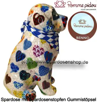 Spardose Spartier Pomme Pidou Hund Benno weiß Keramik C