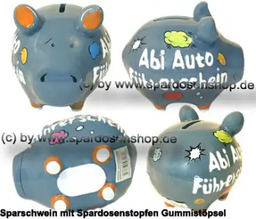 Sparschwein Kleinsparschwein 3D Design Abi Auto Führerschein Keramik Gesamt