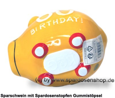 Sparschwein Kleinsparschwein 3D Design 60 Birthday! Keramik E