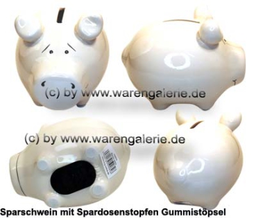 Sparschwein Kleinsparschwein ohne Design Blanko weiß Keramik Gesamt