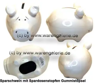 Sparschwein Kleinsparschwein ohne Design Blanko weiß Keramik Gesamt