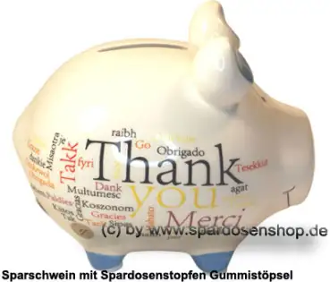 Sparschwein Kleinsparschwein Thank You International weiß Keramik C
