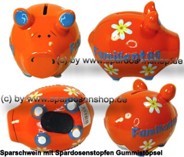 Sparschwein Kleinsparschwein 3D Design Familientag Keramik Gesamt
