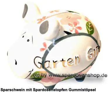 Sparschwein Kleinsparschwein 3D Garten Glück weiß Keramik A