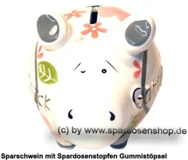 Sparschwein Kleinsparschwein 3D Garten Glück weiß Keramik B
