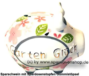 Sparschwein Kleinsparschwein 3D Garten Glück weiß Keramik C