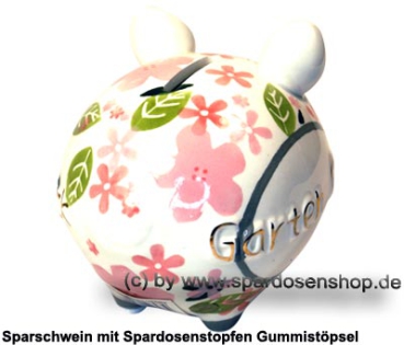 Preview: Sparschwein 3D Garten Glück weiß Keramik Marke KCG Maße ca.: L= 12,5 cm Preview: Sparschwein Kleinsparschwein 3D Garten Glück weiß Keramik D