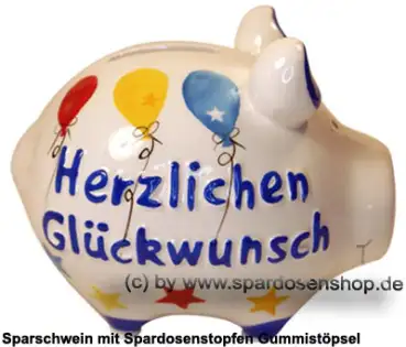 Sparschwein Kleinsparschwein 3D Design Herzlichen Glückwunsch Keramik C