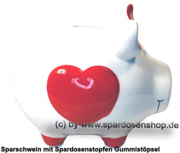 Preview: KCG mittelgroßes Sparschwein 3D Design Herz Dekor Keramik C