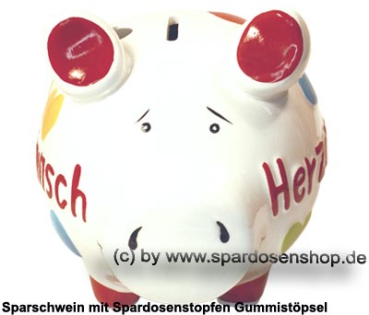 Preview: KCG mittelgroßes Sparschwein 3D Design Herzenswunsch Keramik B