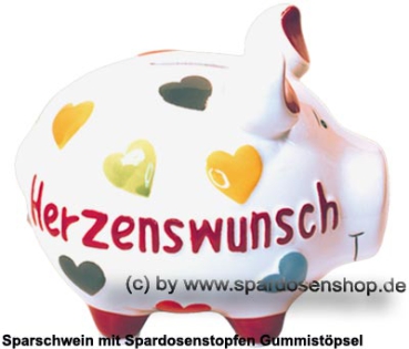 Preview: KCG mittelgroßes Sparschwein 3D Design Herzenswunsch Keramik C