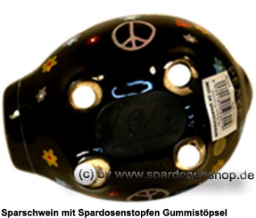 Sparschwein Kleinsparschwein Hippie schwarz Keramik E