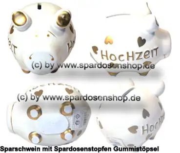 Sparschwein Kleinsparschwein 3D Design Hochzeit Keramik Gesamt