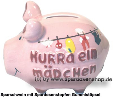 Preview: Sparschwein 3D Design Hurra ein Mädchen rosa Keramik Marke KCG Maße ca.: L= 12,5 cm Preview: KCG Sparschwein Hurra ein Mädchen C