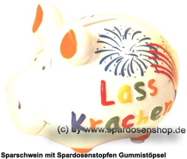 Preview: Sparschwein 3D Design Lass Krachen! weiß Keramik Marke KCG Maße ca.: L= 12,5 cm Preview: Sparschwein 3D Design Lass Krachen! weiß Keramik Marke KCG Maße ca.: L= 12,5 cm