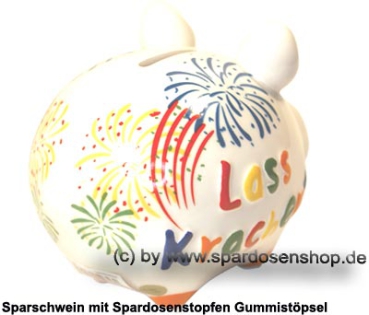 Preview: Sparschwein 3D Design Lass Krachen! weiß Keramik Marke KCG Maße ca.: L= 12,5 cm Preview: Sparschwein Kleinsparschwein 3D Design Lass Krachen Keramik D