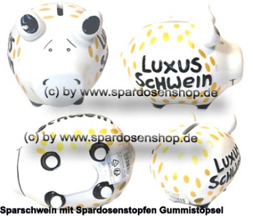 Sparschwein Kleinsparschwein 3D Luxusschwein weiß Keramik Gesamt