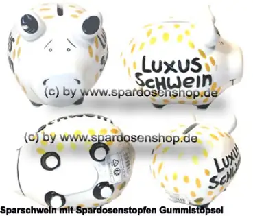 Sparschwein Kleinsparschwein 3D Luxusschwein weiß Keramik Gesamt