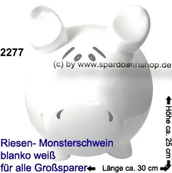 Preview: Sparschwein riesengroßes Monster Sparschwein 3D Design Blanko weiß Keramik B
