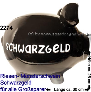 Preview: Sparschwein riesengroßes Monster Sparschwein 3D Design Schwarzgeld C Sonderverkauf ! 767a