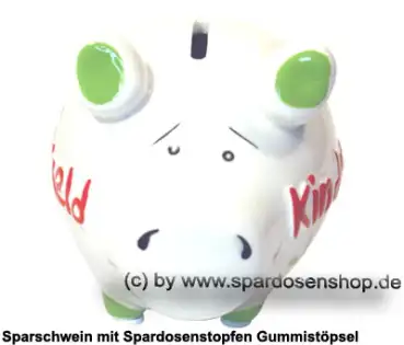 Sparschwein Kleinsparschwein 3D Kindergeld weiß Keramik B