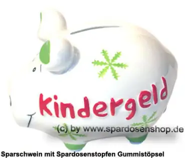Sparschwein Kleinsparschwein 3D Kindergeld weiß Keramik C