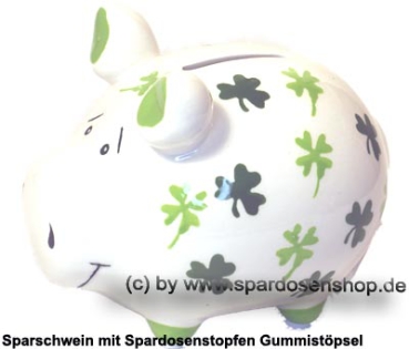 Preview: Sparschwein Kleeblatt weiß Design Dekor Keramik Marke KCG Maße ca.: L= 12,5 cm Preview: Sparschwein Kleeblatt weiß Design Dekor Keramik Marke KCG Maße ca.: L= 12,5 cm
