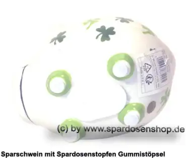 Sparschwein Kleinsparschwein Kleeblatt weiß Keramik E