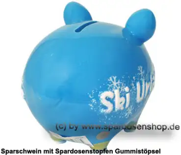 Sparschwein Kleinsparschwein 3D Design Ski Urlaub Keramik D