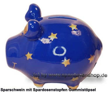 Preview: Sparschwein Design Dekor Sternenschwein blau-gold Keramik Marke KCG Maße ca.: L= 12,5 cm Preview: KCG Sparschwein Sternenschwein C