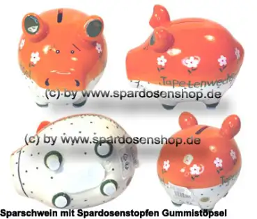 Sparschwein Kleinsparschwein Tapetenwechsel orange-weiß Keramik Gesamt