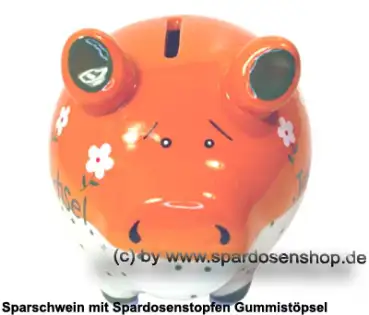 Sparschwein Kleinsparschwein Tapetenwechsel orange-weiß Keramik B