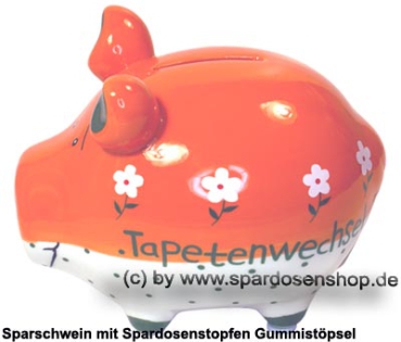 Preview: Sparschwein Tapetenwechsel orange-weiß bunte Dekor Schrift Keramik Marke KCG Maße ca.: L= 12,5 cm Preview: Sparschwein Kleinsparschwein Tapetenwechsel orange-weiß Keramik C