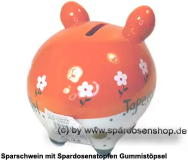 Sparschwein Kleinsparschwein Tapetenwechsel orange-weiß Keramik D