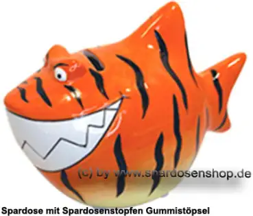 Spardose Spartier Design Tiger-Hai Keramik A