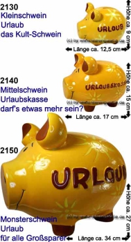 Sparschwein Urlaub/ Urlaubskasse Größenvariante Gesamt