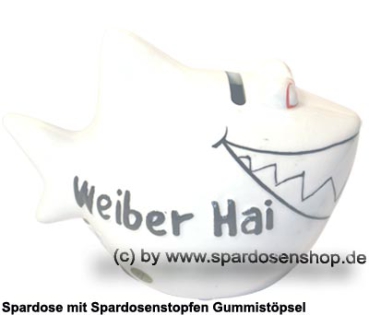 Preview: Weiber Hai Spardose – bissiger KCG Keramik-Hai mit Humor, ca. 14,5 cm Preview: Spardose Spartier Design Weiber Hai Keramik C