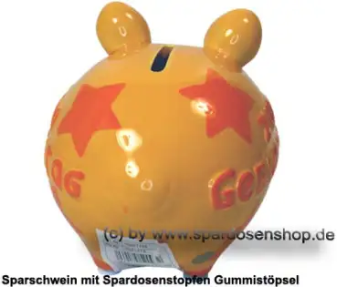 Sparschwein 3D Design Zum Geburtstag dunkelgelb Keramik D