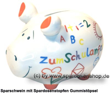 Preview: Sparschwein Zum Schulanfang weiß bunte Dekor Schrift Keramik Marke KCG Maße ca.: L= 12,5 cm Preview: Sparschwein Zum Schulanfang weiß bunte Dekor Schrift Keramik Marke KCG Maße ca.: L= 12,5 cm