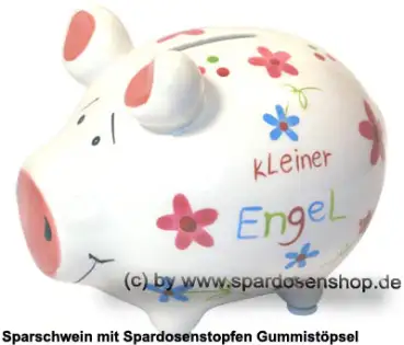 Sparschwein Kleinsparschwein Kleiner Engel weiß Keramik A