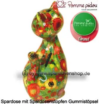 Spardose Spartier Pomme Pidou Katze Caramel grün Keramik D