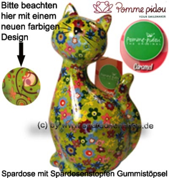Preview: Spardose Spartier Pomme Pidou Katze Caramel hellgrün Keramik C
