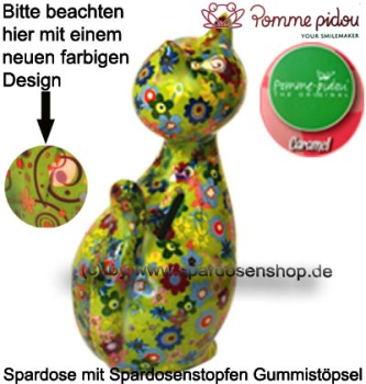 Preview: Spardose Spartier Pomme Pidou Katze Caramel hellgrün Keramik D