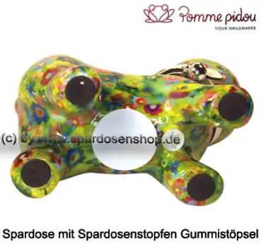 Spardose Spartier Pomme Pidou Katze Kitty hellgrün mit Blumen Keramik E