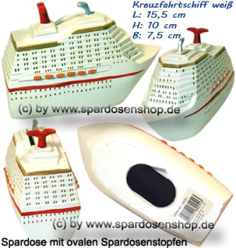 Spardose Kreuzfahrtschiff weiß Gesamt